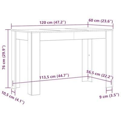 Eettafel 120x60x76 cm bewerkt hout gerookt eikenkleurig Eettafel 120x60x76 cm bewerkt hout gerookt eikenkleurig