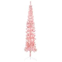 VidaXL Kunstkerstboom half met standaard smal 210 cm roze - thumbnail