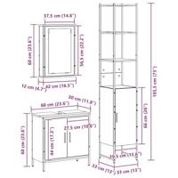 3-delige badkamermeubelset oude hout - thumbnail