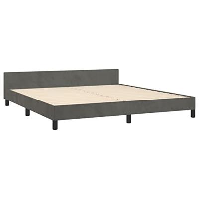 Bedframe met hoofdeinde fluweel donkergrijs 180x200 cm