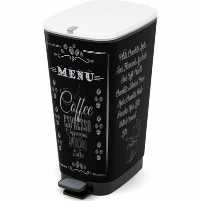 Afvalemmer met Pedaal KIS CHIC Coffee Motif Zwart 50 L - thumbnail