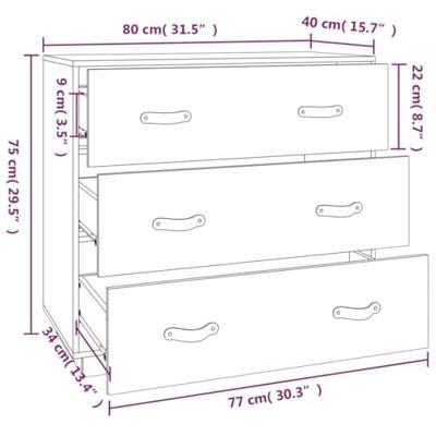 Dressoir 80x40x75 cm massief grenenhout wasbruin