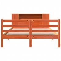 Bed met boekenkast zonder matras grenenhout wasbruin 150x200 cm - thumbnail