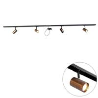 QAZQA 1-fase railsysteem donkerbrons met 4 spots en I voeding - thumbnail