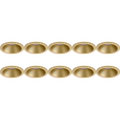 GU10 Inbouwspot Armatuur 10-Pack - Rond Goud Aluminium - Ø82mm
