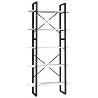 Boekenkast met 5 schappen 80x30x175 cm bewerkt hout wit - thumbnail