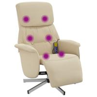Massagestoel verstelbaar met voetensteun stof crèmekleurig - thumbnail