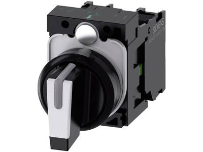 Siemens 3SU11002BM601NA0 3SU1100-2BM60-1NA0 Knevelschakelaar Kunststof frontring Zwart, Wit 2 x 45 ° 1 stuk(s)