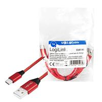 LogiLink CU0148 USB-kabel 1 m 2.0 USB A USB C Zwart, Rood - thumbnail