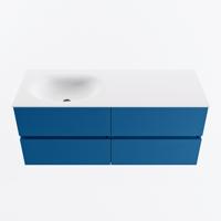 MONDIAZ VICA 120cm badmeubel onderkast Jeans 4 lades. Wastafel MOON links 1 kraangat, kleur Talc. - thumbnail