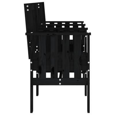Tuinbank met tafel 2-zits massief grenenhout zwart