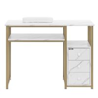 Nageltafel - ijzeren frame - gemarmerd/goudkleurig - 3 lades - thumbnail