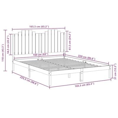 Bedframe extra lang zonder matras massief hout 160x220 cm