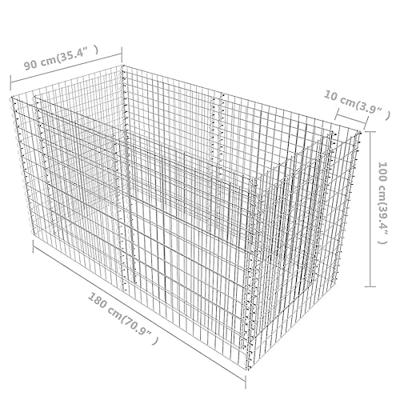 VidaXL Gabion plantenbak verhoogd 180x90x100 cm staal zilverkleurig