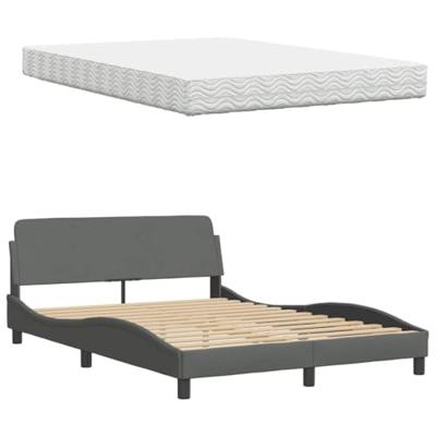 Bed met matras "Hanko" stof donkergrijs 120x200 cm - thumbnail