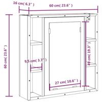 Badkamerspiegelkast 60x16x60 cm bewerkt hout gerookt eikenkleur - thumbnail