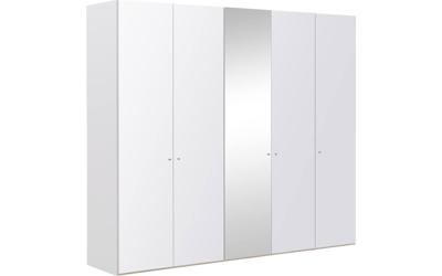 Goossens Kledingkast Easy Storage Ddk, Kledingkast 253 cm breed, 220 cm hoog, 4x glas draaideur en 1x spiegel draaideur midden