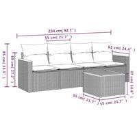 5-delige Loungeset met kussens poly rattan zwart - thumbnail