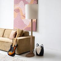 By-Boo Vloerlamp 'Rine' Mangohout en Linnen, kleur Bruin - thumbnail