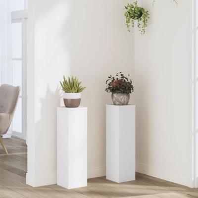 VidaXL Plantenstandaards 2 st 17x17x60 cm bewerkt hout wit VidaXL Plantenstandaards 2 st 17x17x60 cm bewerkt hout wit