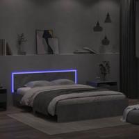 Bedframe met hoofdeinde en LED betongrijs 150x200 cm - thumbnail