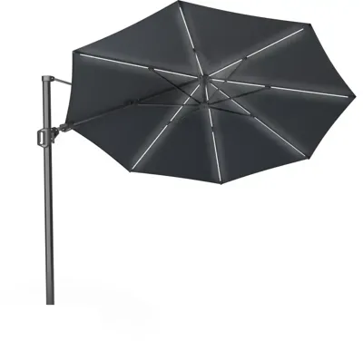 Platinum | Zweefparasol Challenger T² Glow Ø350 cm | Antraciet Platinum | Zweefparasol Challenger T² Glow Ø350 cm | Antraciet
