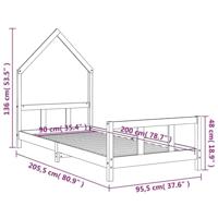 Kinderbedframe 90x200 cm massief grenenhout zwart - thumbnail
