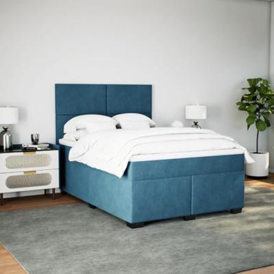 Boxspring met matras fluweel blauw 160x200 cm
