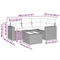 4-delige Loungeset met kussens poly rattan lichtgrijs - thumbnail