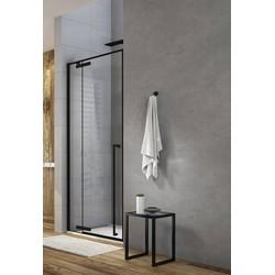 Royal Plaza Guard draaideur met 1x vast deel 90x200cm links/rechts mat zwart-helder 1563217