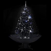 Kerstboom sneeuwend met paraplubasis 140 cm PVC zwart - thumbnail