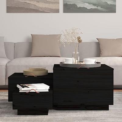 Opbergboxen met deksels 3 st massief grenenhout zwart