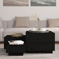 Opbergboxen met deksels 3 st massief grenenhout zwart - thumbnail