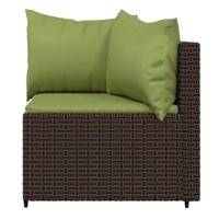 4-delige Loungeset met kussens poly rattan bruin - thumbnail