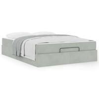 Bedframe met matras met opslag Lichtgrijs 140 x 200 cm Fluweel - thumbnail