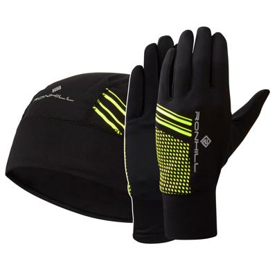 Ronhill Beanie and Glove Set Black/Yellow Ronhill Beanie and Glove Set Black/Yellow