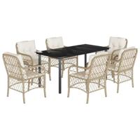 7-delige Tuinset met kussens poly rattan beige - thumbnail