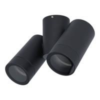 Silva LED Wandlamp - Wandspot - Plafondspot - Kantelbaar - 2-Lichts - Dimbaar - GU10 Fitting - IP65 Waterdicht - Zwart - Voor binnen en buiten - thumbnail