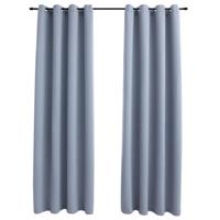 VidaXL Gordijn verduisterend met metalen ringen 2 st 140x245 cm grijs - thumbnail
