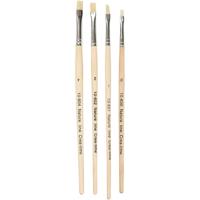 Creativ Company Nature line kwasten, afm 00+1+2+4, l: 18,5-19 cm, b: 5-7 mm, plat, 4 stuk/ 1 doos - thumbnail