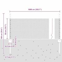VidaXL Hek met paal zilver 0,5 x 10 m staal - thumbnail