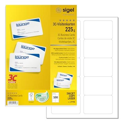 Sigel LP798 Bedrukbare visitekaarten, gladde kant 85 x 55 mm Helderwit 100 stuk(s) Papierformaat: DIN A4