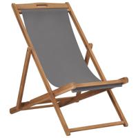 Strandstoel inklapbaar massief teakhout grijs - thumbnail