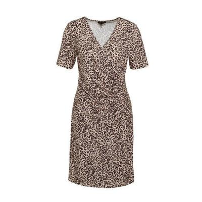 MORE & MORE jurk met panterprint en plooien beige/bruin MORE & MORE jurk met panterprint en plooien beige/bruin