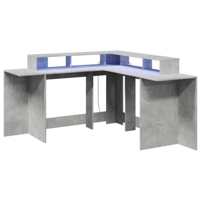 Bureau met LED-verlichting 152x152x91 cm hout betongrijs - thumbnail
