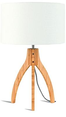 Good&Mojo Tafellamp 'Annapurna' Bamboe en Eco linnen, kleur Wit Good&Mojo Tafellamp 'Annapurna' Bamboe en Eco linnen, kleur Wit