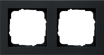 Zwart mat dubbel afdekraam Gira E2 021209