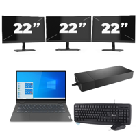 Lenovo IdeaPad Flex 5 14ITL05 - Intel Core i3-11e Generatie - 14 inch - 16GB RAM - 256GB SSD - Windows 11 Home + 3x 22 inch Monitor - thumbnail