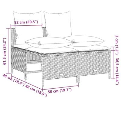 4-delige Loungeset met kussens poly rattan bruin 4-delige Loungeset met kussens poly rattan bruin