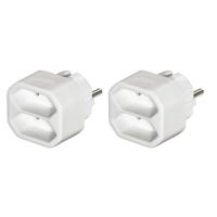 Hama Stopcontactadapter 2-voudig 2x Euro-stopcontact Dubbelpak Wit - thumbnail